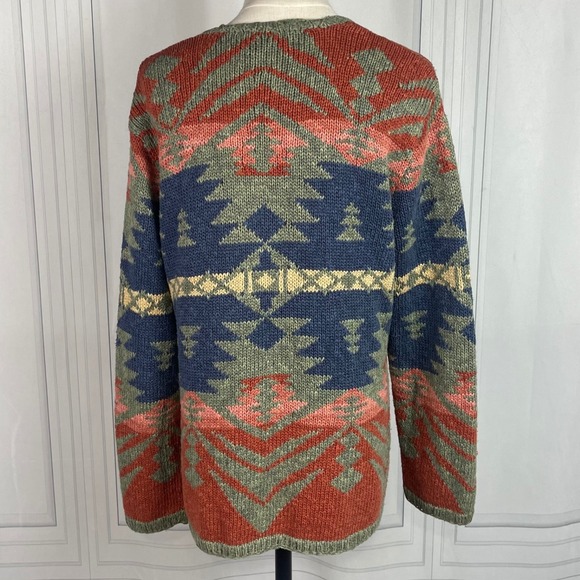 Ralph Lauren RLR-Hand-Knit-Western/Southwestern-Sweater Cardigan-Petite Large - Picture 4 of 16